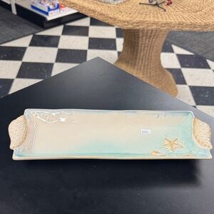 Coastal Starfish Ceramic Tray - Cream and Blue
